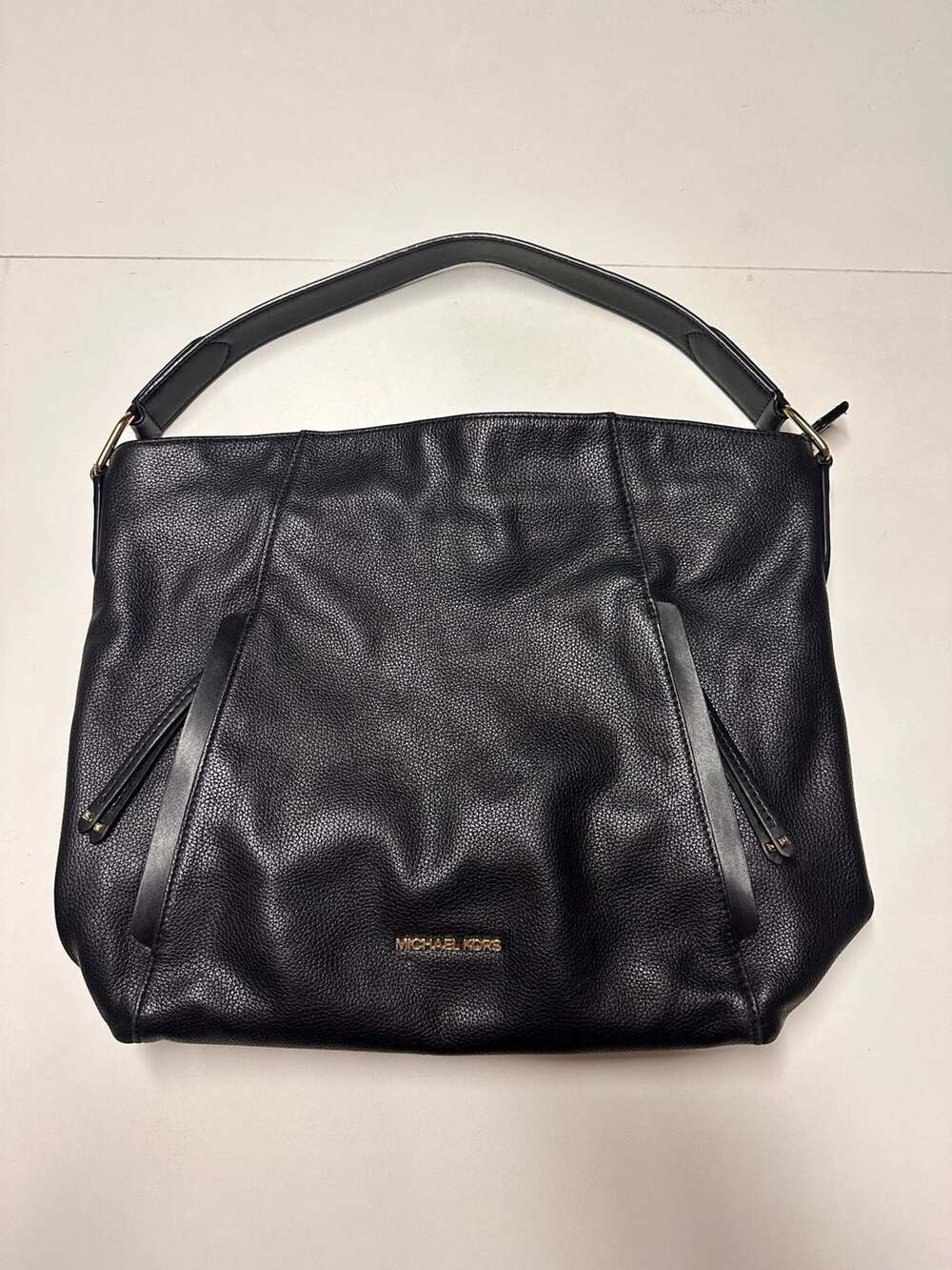 Michael Kors Black Pebbled Leather Evie Large Hobo Shoulder Bag